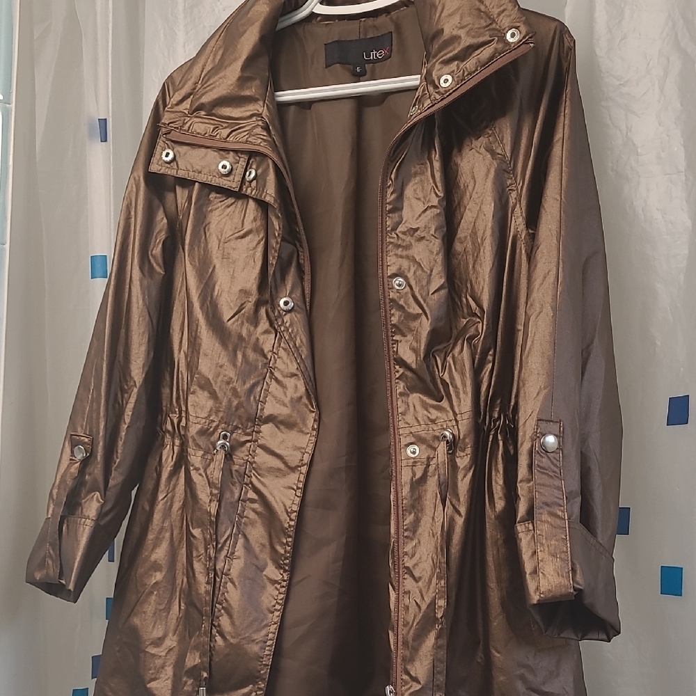 Utex Brown Trench Coat Lightweight Sheen